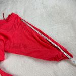 Lovestitch Kimono Top Womens S Red Floral Textured Flowy Tie Front Boho Beachy Photo 8