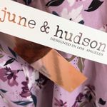 June and Hudson Bell Sleeve Dress Faux Wrap Floral Print Purple Black Size M NWT Photo 6