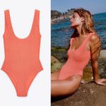 ZARA NWOT Bright Orange Stretch One Piece Bathing Suit Women’s Size Medium Photo 1