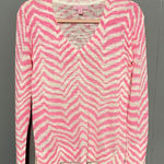 Lilly Pulitzer Edie Tropical Pin Zebron Pink V-neck Lightweight Preppy Sweater S Photo 0