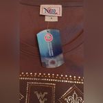 NEW West Virginia Mountaineers Women's 3/4 Sleeve Gray Rhinestones Top Small Photo 4