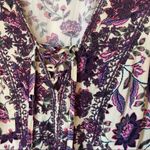 Torrid Embroidered Lace Front Textured Challis Floral Sand Babydoll Top Size 1 Photo 9