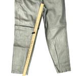 Vintage 80s Silver Genuine Leather High Waist Tapered Pants Lined Size 8 NEW Tag Photo 1