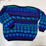 Country Craft Vintage Oversized Geometric Colorful Knit Slit Neck Sweater 44 XL Size undefined Photo 5