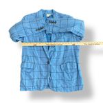 Sundance Linen Iris Blue Plaid Windowpane Blazer Womens Size PS Preppy Photo 3