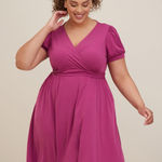 Torrid Studio Knit Surplice Tie Back Mini Dress Size 2X Boysenberry Magenta Pink Photo 0