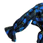 Nicholas Lola Floral Long Sleeve Blouse Shirt Top Silk Tie Front Size Large Black Photo 3