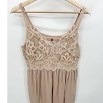 cupio Cream Floral Lace Upper Sleeveless Tank Top Women's Size Medium M Photo 6