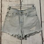 Levi's 501 Womens High Rise Button Fly Cut Off Denim Shorts Blue Distress Size 27 Photo 0