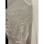 Carmen Marc Valvo Carmen  White V-Neck Lace Sleeve Top Size Small | NWT Photo 3