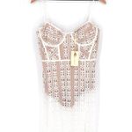 For Love & Lemons NEW Dakota Lace Midi Dress Bodysuit Sheer White Size M Photo 0