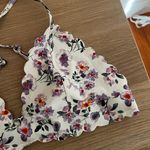 H&M NWOT Floral Print Scalloped Edge Bikini Swimsuit Top Adjustable Straps Cute Photo 2