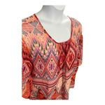 kim rogers  Women Sheer Peasant Top Blouse Plus Size 2X Orange Multicolor Print Photo 4