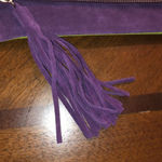 Uno Alla Voila Leather Purple & Green Agate Suede Clutch Photo 3