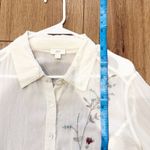 J Jill Womens Sheer Embroidered Floral Top Size Large Boho Fairy Flare Crinkle Photo 6