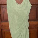Pretty Little Thing  Dress Green Sage Draped Underwire Midi Polka Dot Photo 0