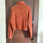 4SIENNA | Burnt Orange Fuzzy Cropped Balloon Sleeve Turtleneck Sweater | Small Photo 1