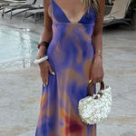 ZARA  Vibrant Multicolor Maxi Dress halter scarf flowy bodycon evening party  Photo 0