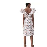 ZARA NWT Floral Windowpane Floral White Ruffle Sleeve Midi Dress Chic Sz S Photo 2