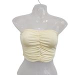superdown Katarina Coquette Aesthetic Yellow Ruched Ribbed Cotton Tube Top XS Photo 1