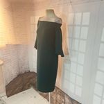 H&M green off the shoulder bell sleeve cocktail party sheath dress size medium Photo 3