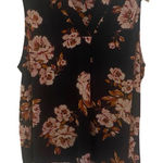 Massini  plus size 2X sleeveless black red floral print pleated shoulder womens b Photo 0