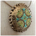 ORIT SCHATZMAN Sterling Silver 925 blue Swarovski Crystal Necklace Gold Photo 1