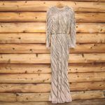 Mac Duggal  Long Sleeve Beaded Column Gown Dress Mocha Size 4 Photo 6