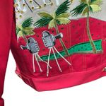 Diane Gilman  Red Denim Jean Jacket Hollywood Star Sequin Embroidered Rhinestones Photo 2