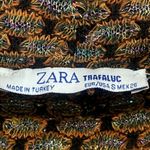 ZARA  Shimmery Fitted Knit Long Sleeve Lined Midi Dress Mock Neck Stretch S Brown Photo 7