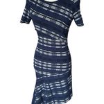 Milly Directional Plaid Knit Bodycon Hi-Low Dress Women's Size XS/S Side Flounce Photo 0