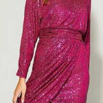 Eliza J  Hot Pink Sequin Long‎ Sleeve Mini Dress Formal Cocktail Party Size 6 New Photo 0
