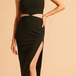 Abercrombie & Fitch A&F Boatneck Side Cutout Midi Dress in Black Size Small Photo 0