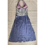 Patra Evening Gown 14 Silver Metallic Halter Top Chiffon Skirt Formal Dress USA Photo 10