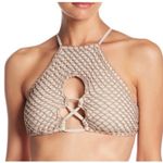 Lucky Brand Crochet Tie Back Strappy Bikini Top in Sand Size Small Photo 0