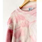 Princess Polly  White and Pink Tie Dye Wool Blend Sweater Balloon Sleeves Photo 2