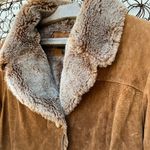 Bernadino Collection suede leather faux fur lined penny lane style trench coat Brown Size L Photo 2