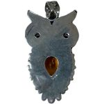 Sterling Silver  Owl With Citrine Middle And Tigers Eye Eyes Pendant Photo 1
