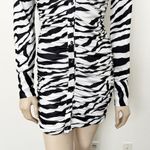 Tiger Mist [] Ryanna Zebra Print Collared Ruched Long Sleeve Mini Dress Sz Small Photo 7
