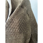 Vintage 80s Jintu Brown Knit shawl collar short sleeve wool blend Cardigan M Size L Photo 3