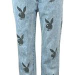 Playboy x PacSun Women's Blue Logo Print High Rise Straight Denim Jeans Size 26 Photo 0