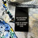 Ruched Floral Ribbed Cap Sleeve Top Blue Yellow Green Flowers Medium Photo 8