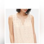 Gap 🌞 White Eyelet Embroidered Lace Split Neck  Sleeveless Tank Top Blouse #R Photo 3