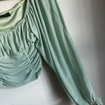 Fiestar Elegant Mint Green Ruched Crop Top Photo 2
