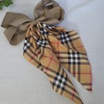 Boutique Pair Caramel Tartan Plaid and Tan Hair Bow Alligator Clip Photo 1