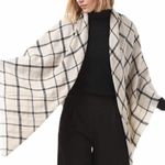 Large Classic Plaid Blanket Oversized Cozy Scarf Black Photo 3