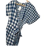 Main Strip New Gingham V Neck Tie Wrap Front Romper Plaid Blue S Photo 6