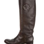 Tory Burch Keaton Black Pebbled Leather Logo Medallion Riding Boots Size 9.5M Photo 0