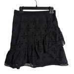 EXPRESS Short Skirt Womens 8 Black Eyelet Embroidered Tiered Cottage BOHO Photo 0