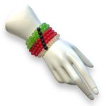 Womens Fashion Bracelets Set of 6 Beaded Stretch Red White Green Photo 0
